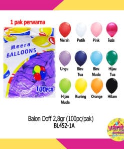 (1 Pak Isi 100pcs) Balon mix doff solid