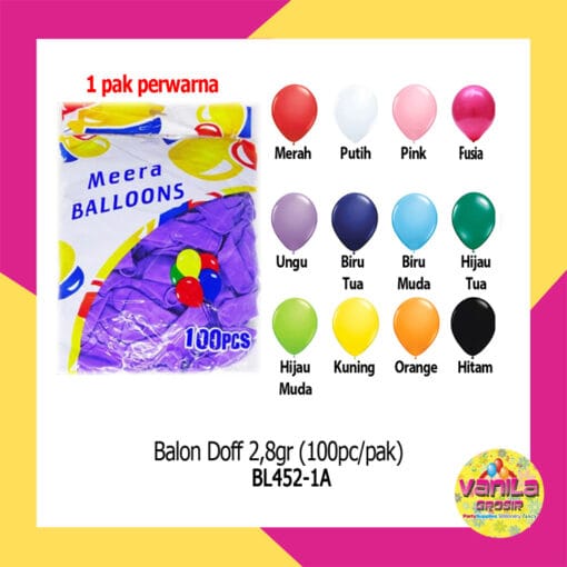 (1 Pak Isi 100pcs) Balon mix doff solid