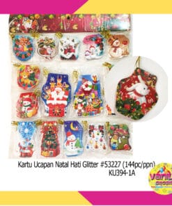 (1 Papan Isi 144Pcs) Kartu Ucapan Natal Gliter