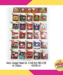 (1 Papan isi 150pcs) Kartu Ucapan Natal Uk 5