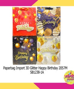 (1 Pcs) Paper bag Happy Birthday 3D Glitter