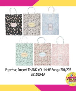 (1 Pcs) Paperbag Motif Thank You Motif Bunga Uk M