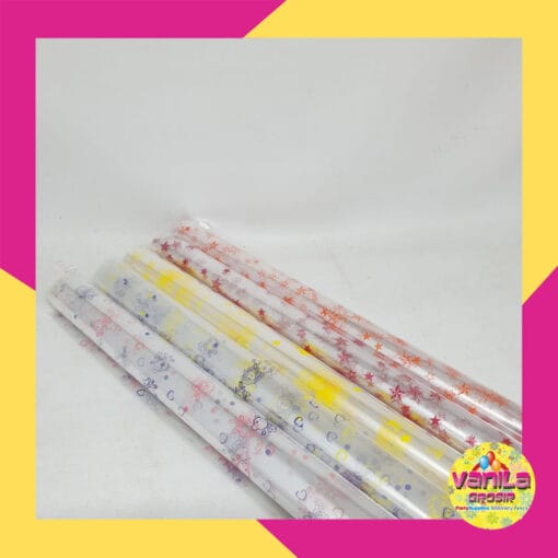 1 Roll Isi 10pcs Plastik Parcel/Plastik Kado Kaca Bening Motif/Plastik Souvenir, plastik opp - Gambar 3