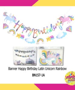 (1 Set) Banner HBD latin Unicorn Rainbow