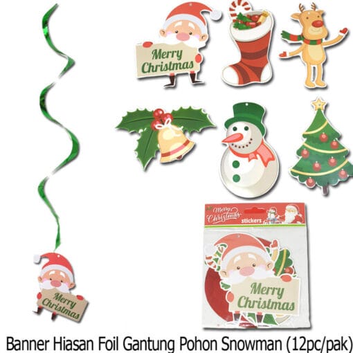 ( 1 Set) Banner Hiasan Foil Gantung Natal