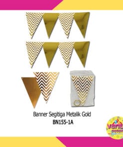 (1 Set) Banner Segitiga Metalik Gold