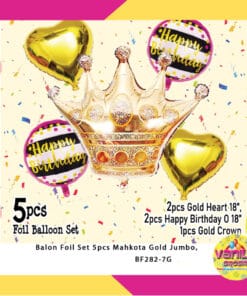 (1 Set Isi 5Pcs) Balon Foil Set Mahkota Gold Jumbo