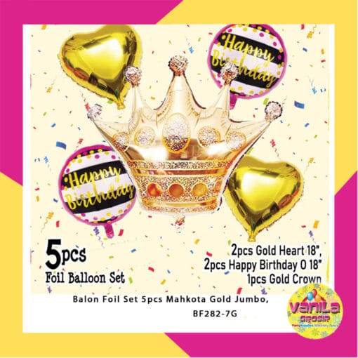 (1 Set Isi 5Pcs) Balon Foil Set Mahkota Gold Jumbo
