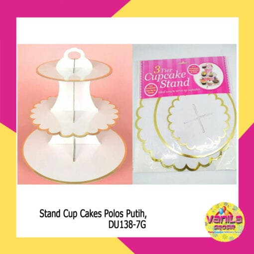 (1 Set) Stand Cup Cake Ulang Tahun polos Putih