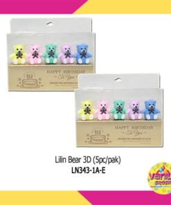 (1 Set isi 5pcs) Lilin Ultah Karakter Bear 3D