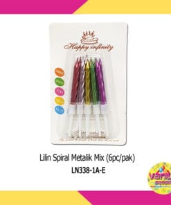 (1 Set isi 6Pcs) Lilin Spiral Metalik Mix
