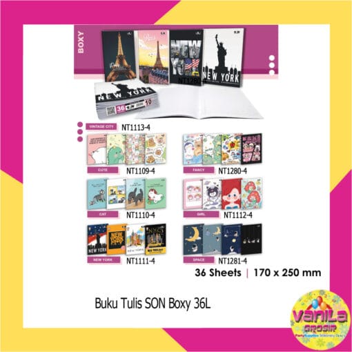 (10 Buku ) Buku Tulis SON Boxy 36 Lembar 170x250Mm