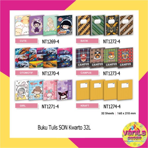( 10 Buku Isi 32 lembar) Buku Tulis SON Kwarto isi 32lembar