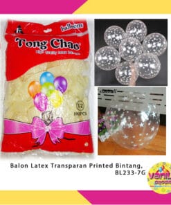 (100Pcs) Balon Latex Transparan Motif Bintang (2