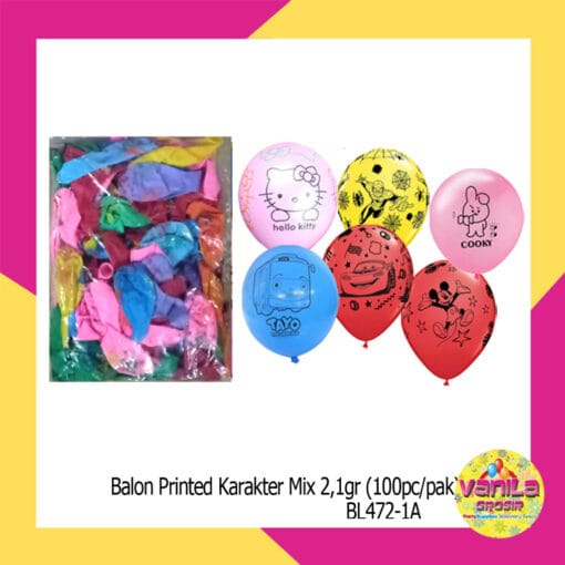 (100Pcs) Balon Printed Karakter Mix 2