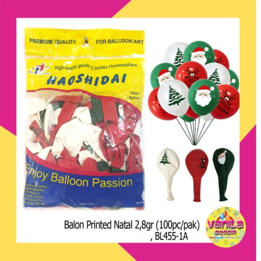 (100Pcs) Balon Printed Natal 2