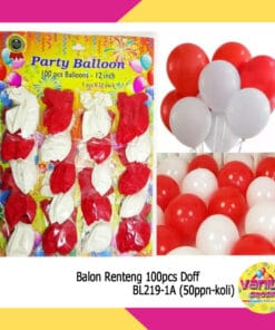 (100Pcs) Balon Renteng Merah Putih 2