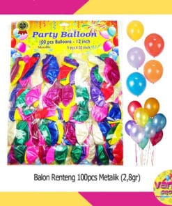 (100Pcs) Balon Renteng Metalik 2