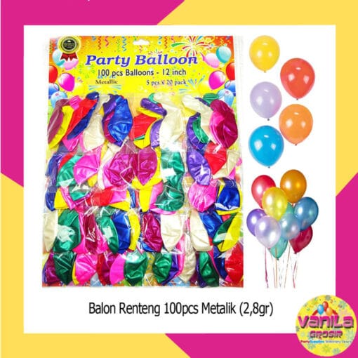 (100Pcs) Balon Renteng Metalik 2