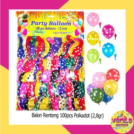 (100Pcs) Balon Renteng Polkadot 2