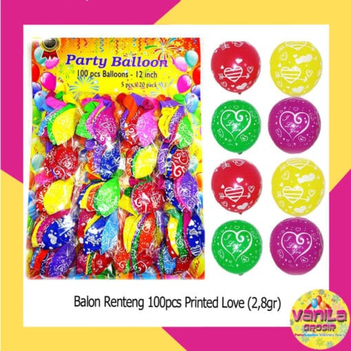 (100Pcs) Balon Renteng Printed Love 2
