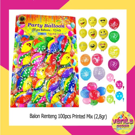 (100Pcs) Balon Renteng Printed Mix 2