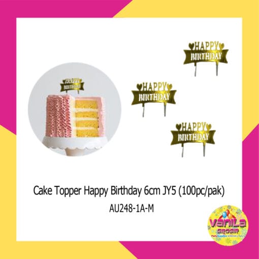 (100Pcs) Cake Topper Happy Birthday Mini, cake topper akrilik, tusukan kue, cake topper cupcake - Gambar 5