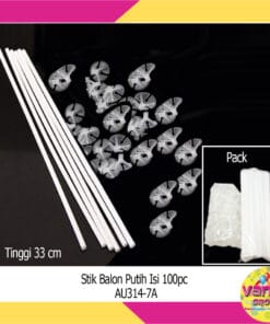 (100Pcs) Stik Balon Putih + Cup Balon