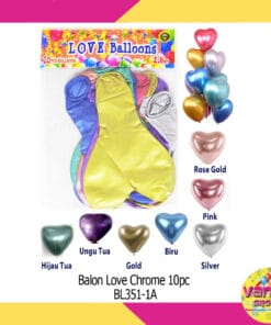 (10Pcs) Balon Love Chrome Mix