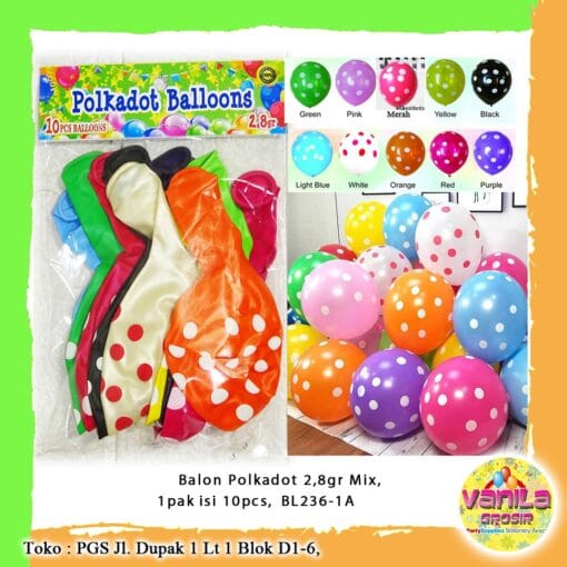 (10Pcs) Balon Polkadot, balon motif bulat, balon warna warni, balon ulang tahun - Gambar 5