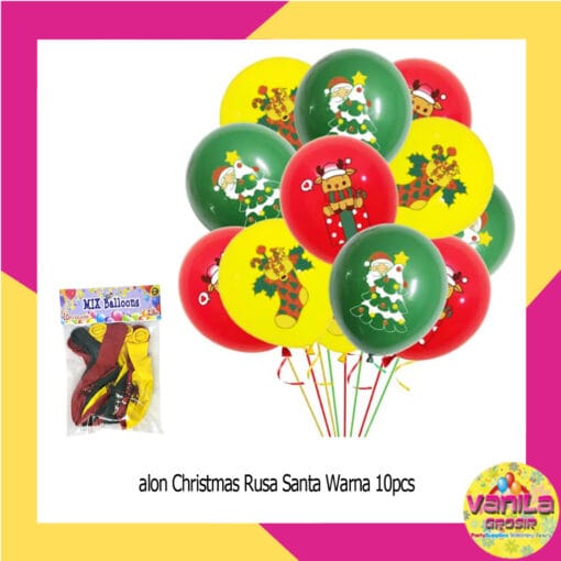 (10Pcs) Balon Rusa Santa Kuning