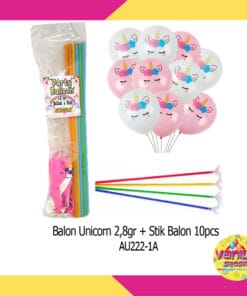 (10Pcs) Balon Unicorn + Stik Balon