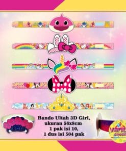 10Pcs Bando Cewek Cowok Ulang Tahun 3D