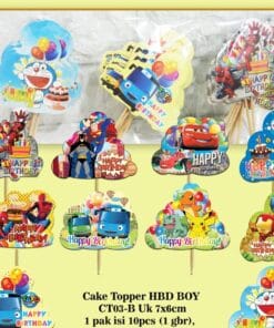 10Pcs Cake Topper HBD Karakter CT03 Boy