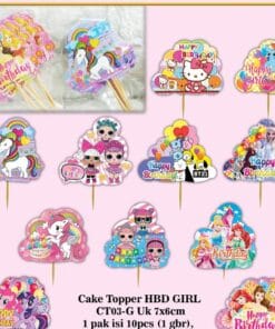 10Pcs Cake Topper HBD Karakter CT03 Girl