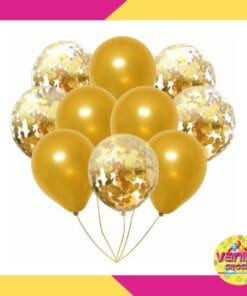 (10Pcs) Paket Balon Set Confetti + Balon Chrome
