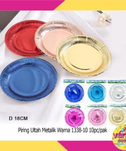 (10Pcs) Piring Ultah Metalik Warna 18cm