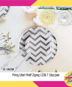 (10Pcs) Piring Ultah Motif Zigzag Bintang 18cm