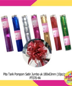 (10Pcs) Pita Tarik Pompom Satin Jumbo Uk 63cm