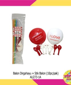 (10Pcs) Stik Balon Warna + Balon Dirgahayu