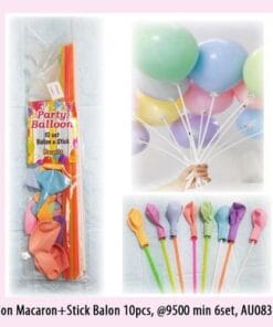 (10Pcs) Stik Balon Warna + Balon Macaron