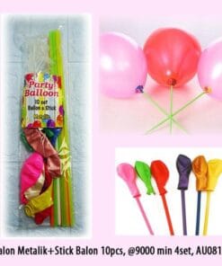 (10Pcs) Stik Balon Warna + Balon Metalik