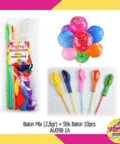 (10Pcs) Stik Balon Warna + Balon Mix