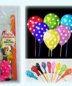 (10Pcs) Stik Balon Warna + Balon Polkadot
