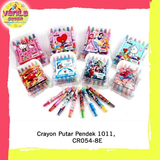 (12Pcs) Crayon putar Karakter Cewek & Cowok