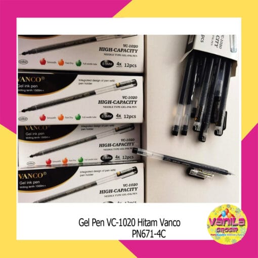(12Pcs) Gel Pen Hitam Vanco