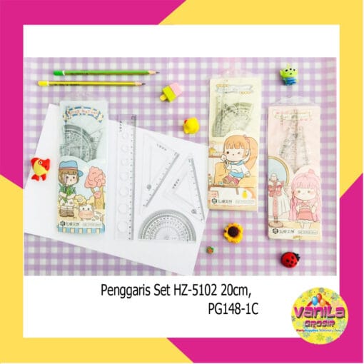 (1Box Isi 40Set) Penggaris Set Motif Girl