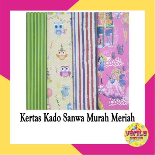 1Lembar Kertas Kado Sanwa Motif, kertas kado doff, bungkus kado ultah fancy, kertas kado ulangtahun - Gambar 8