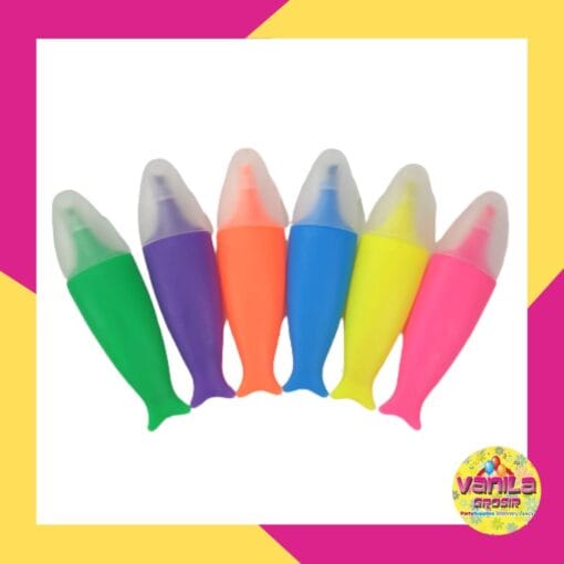 (1Pack 6Warna) Stabilo bentuk ikan