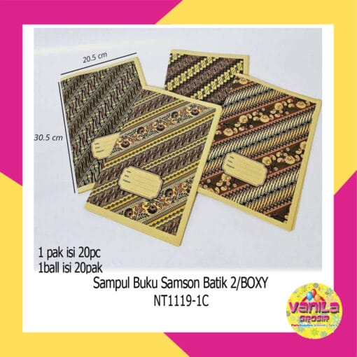 (1Pak Isi 20Lembar) Sampul Buku Boxy Batik